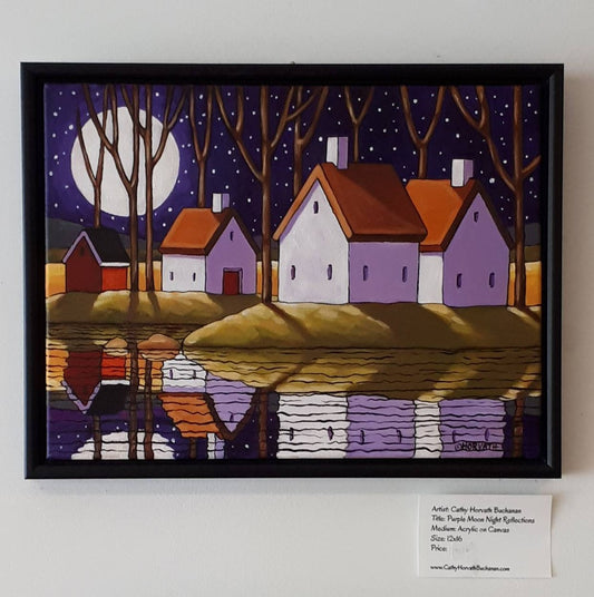 Night moon painting on display