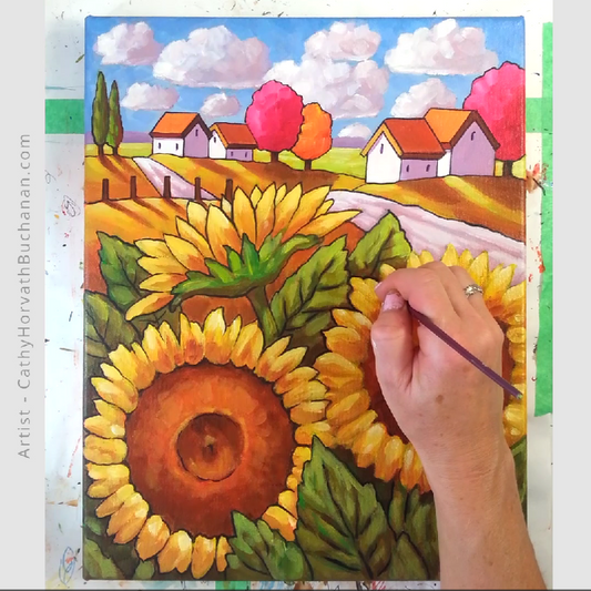 Sunflower Landscape Painting Video