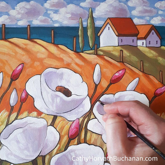 Seaside white blooms painting