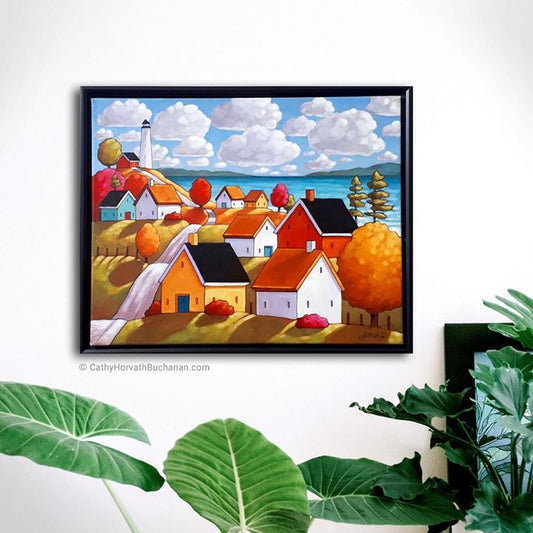 Lighthouse village painting decor