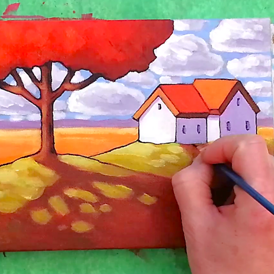 Red Tree Cottage Painting Video
