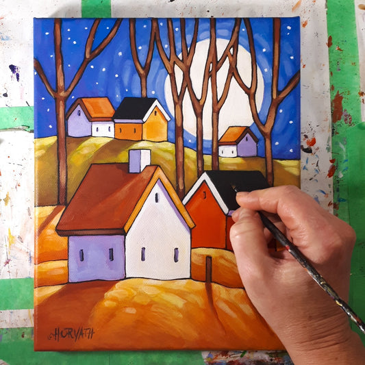 Moonrise painting in Studio