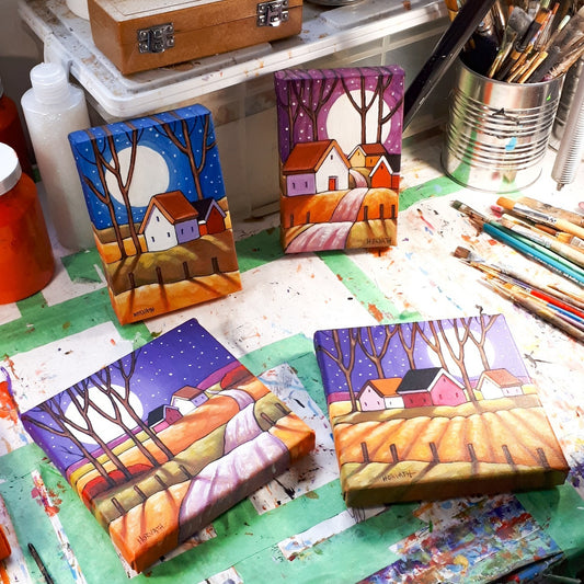 Moonrise Painting in Studio