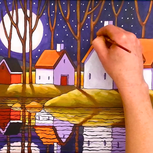 How to Paint Magical Night Moon Scene