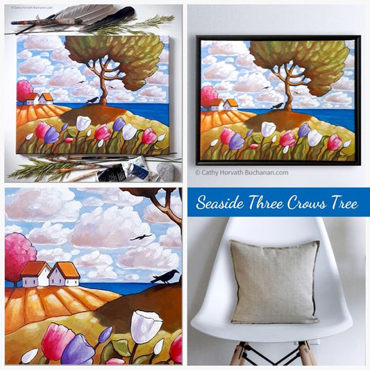 Seaside crows painting grid view