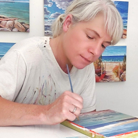 Lake moods paintings in progress