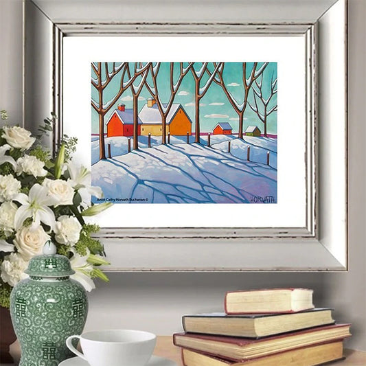 Snow Tree Shadows Art Print