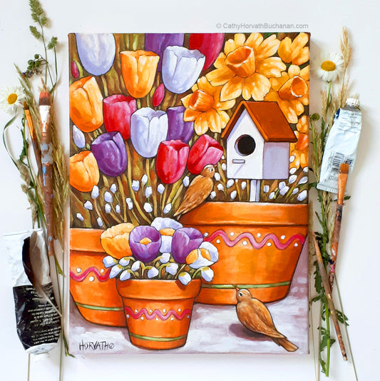 Spring tulips painting