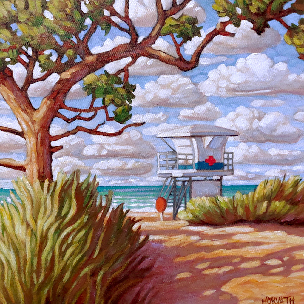 Lifeguard Tower Beach Original Painting by artist Cathy Horvath Buchanan