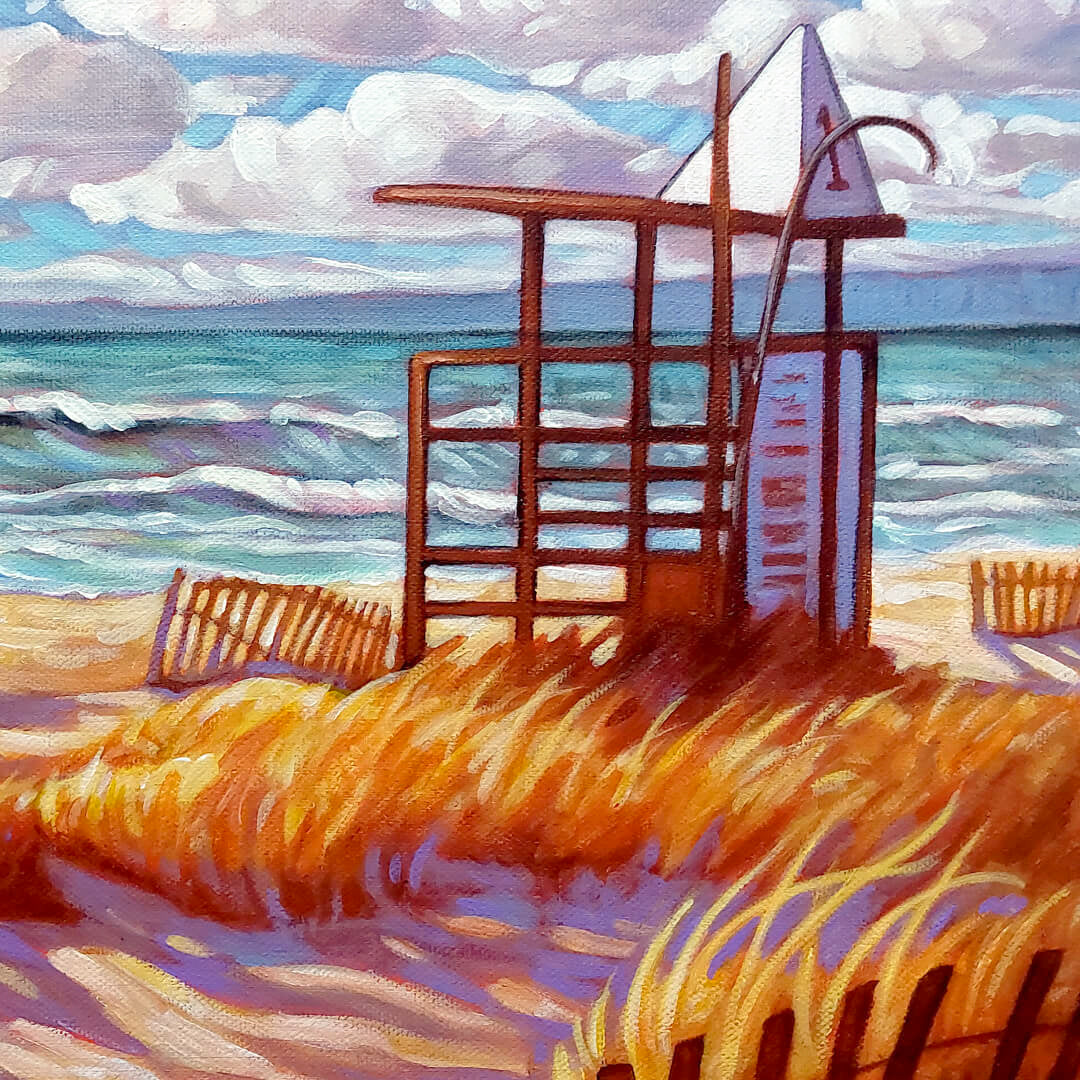 Beach Station One, Lakeside Portals, Original Painting 11x14