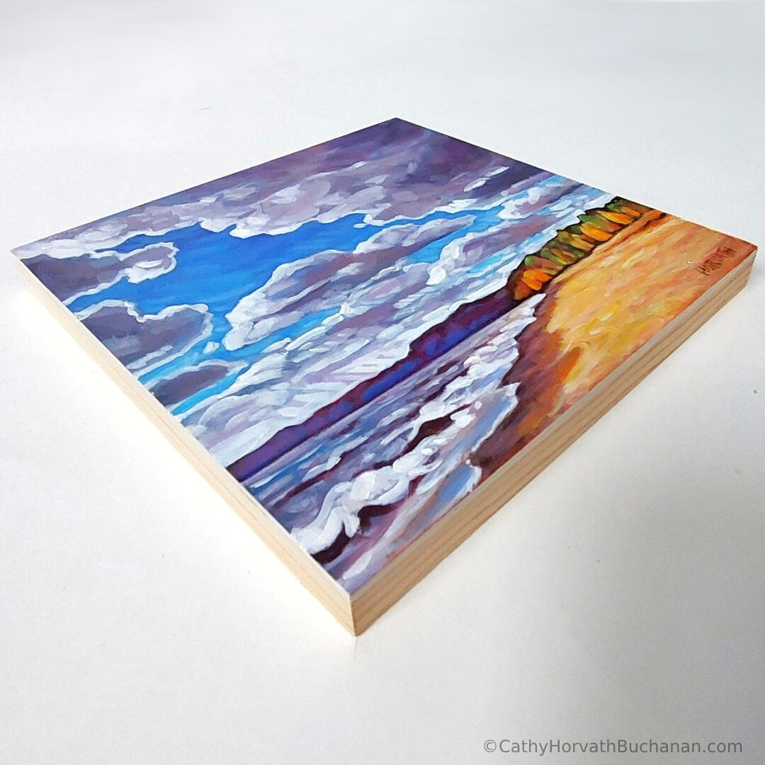 Erie Rest Clouds, Original Painting 8x8
