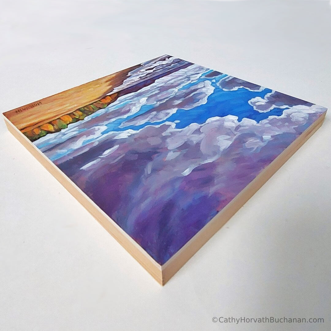 Erie Rest Clouds, Original Painting 8x8