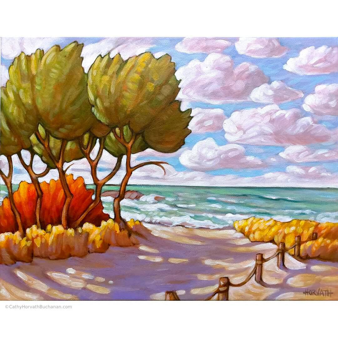 Main Beach Path, Lakeside Portals, Original Painting 11x14