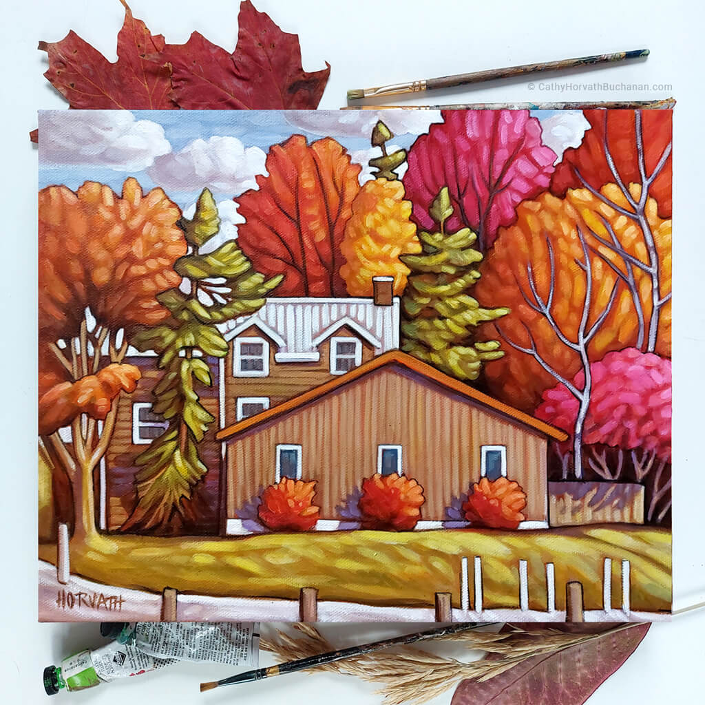 Autumn Emporium - Original Painting - Original Painting flatlay by artist Cathy Horvath Buchanan