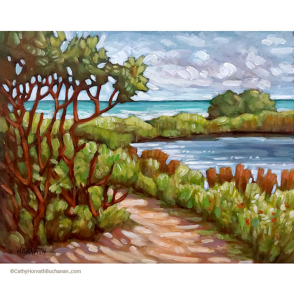 Berm Path Pond - Original Painting by artist cathy horvath buchanan