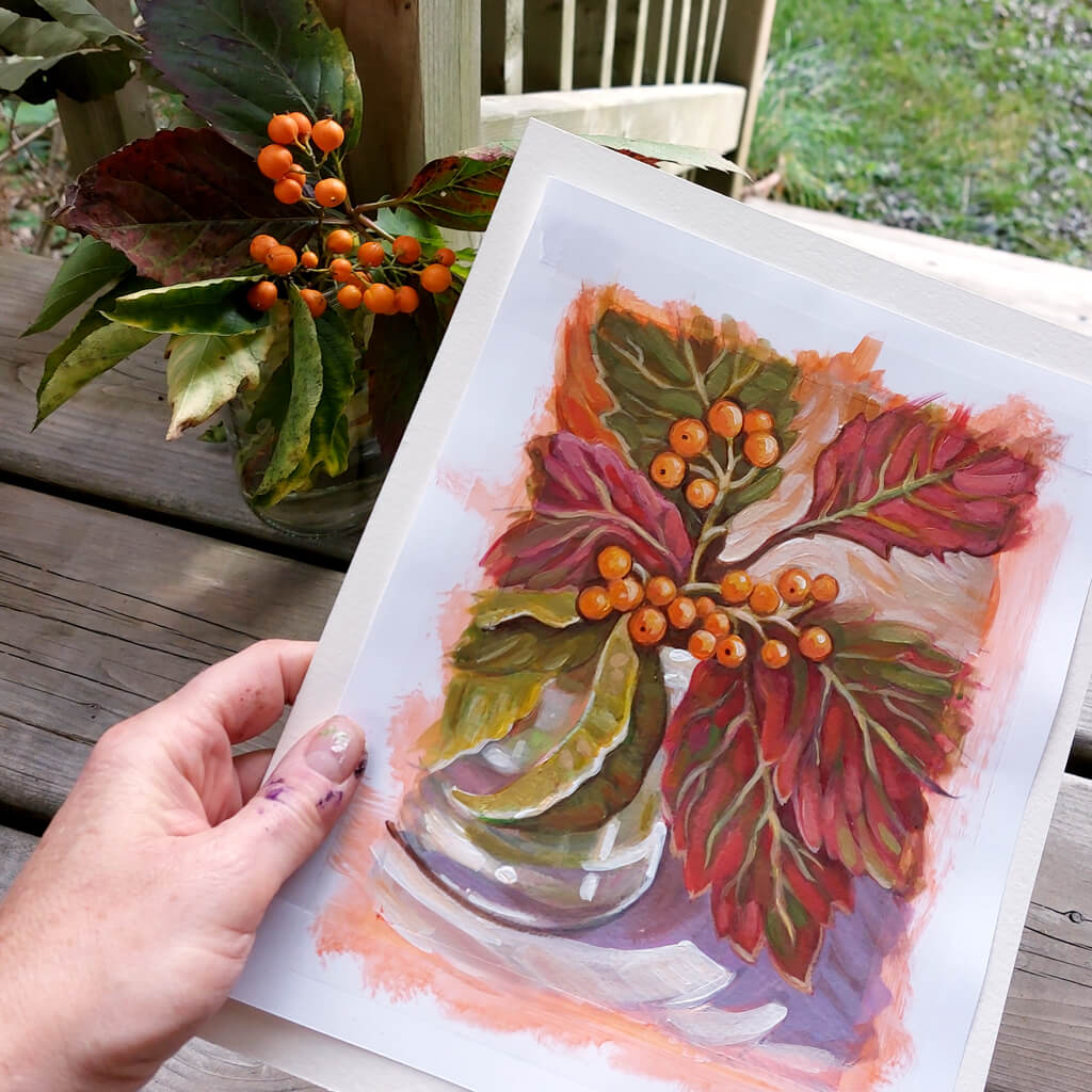 DAY 22 -Bittersweet Original Painting - Autumn Art Journal