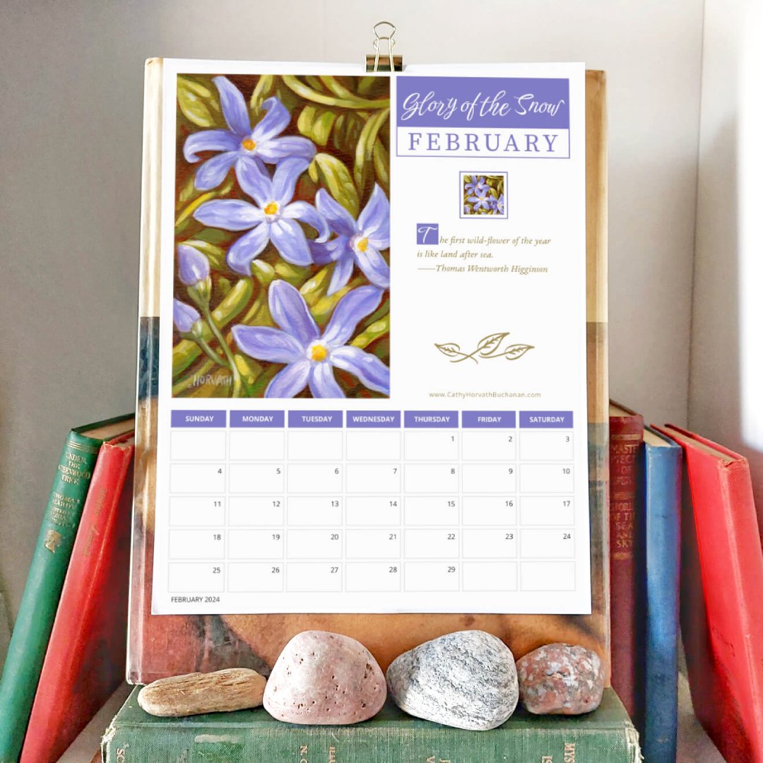 2024 Petals in Paint Calendar - Flower Wall Art setting 1 by artist Cathy Horvath Buchanan