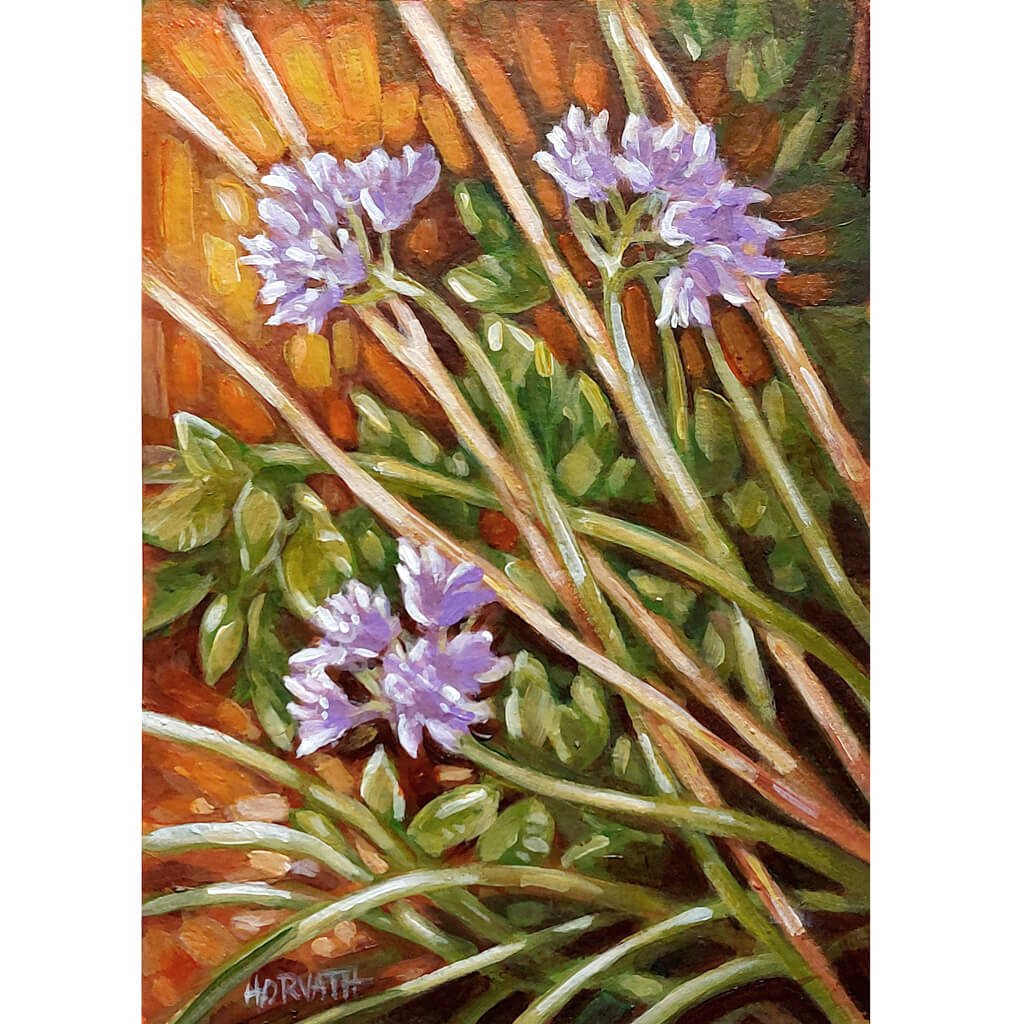 Chive Flowers Original Painting on Paper by artist Cathy Horvath Buchanan