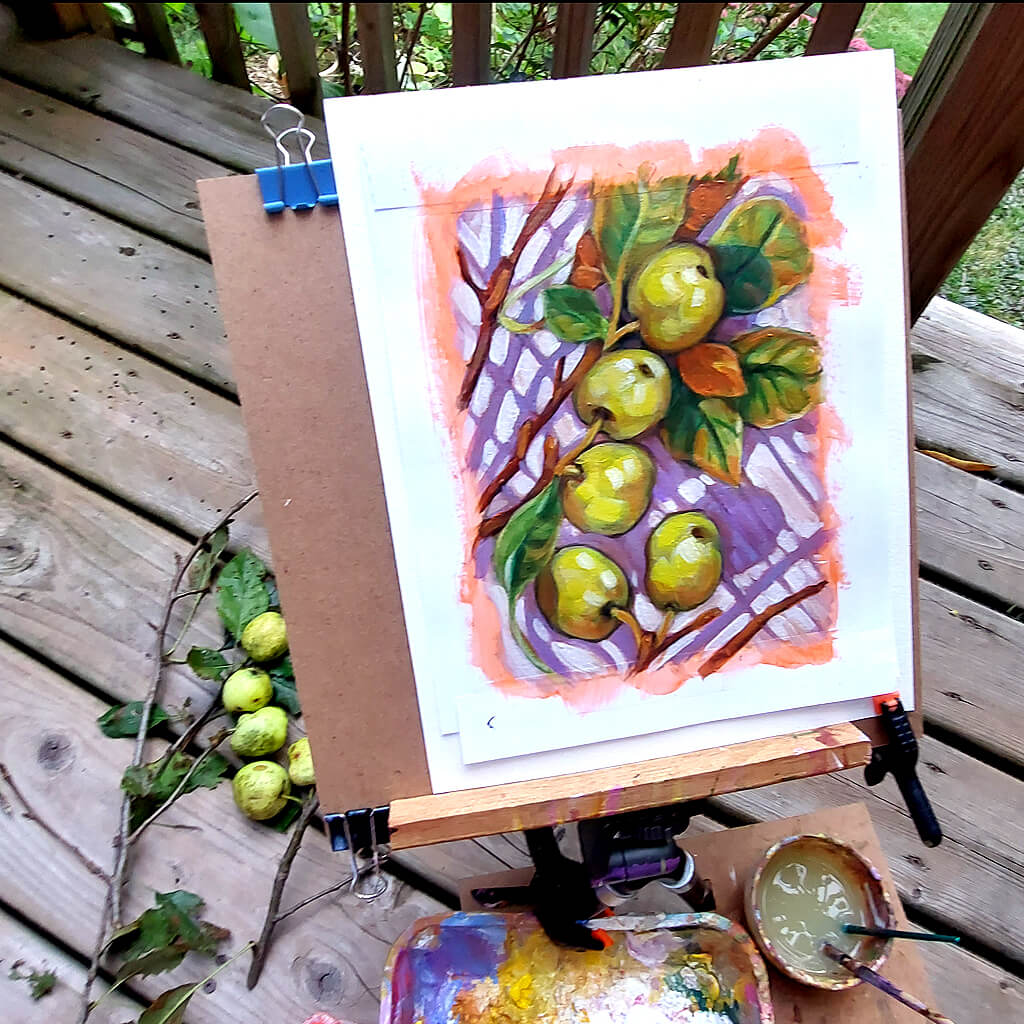 DAY 21 -Crab Apples Original Painting - Autumn Art Journal