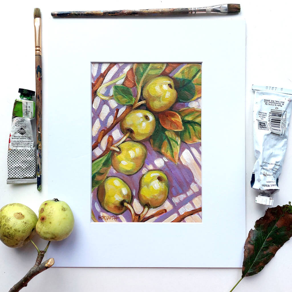 DAY 21 -Crab Apples Original Painting - Autumn Art Journal