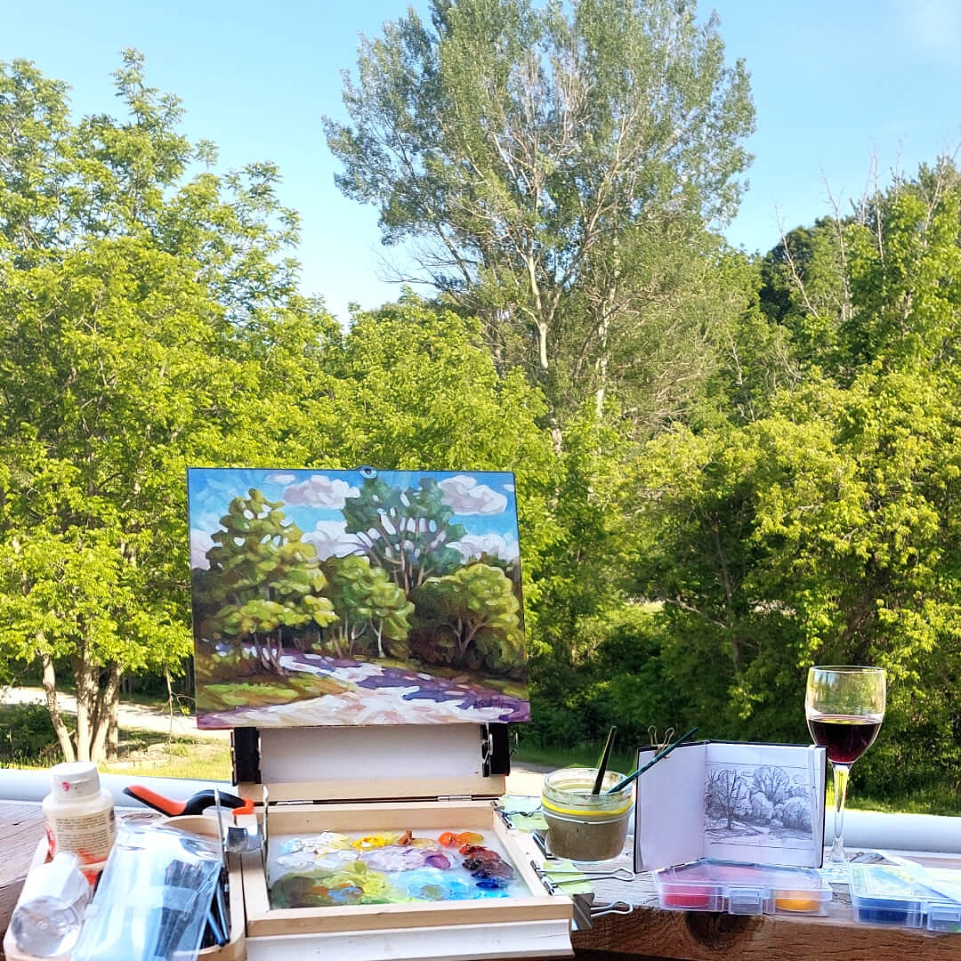 Green Trees Lane, Plein Air Original Painting 8x10