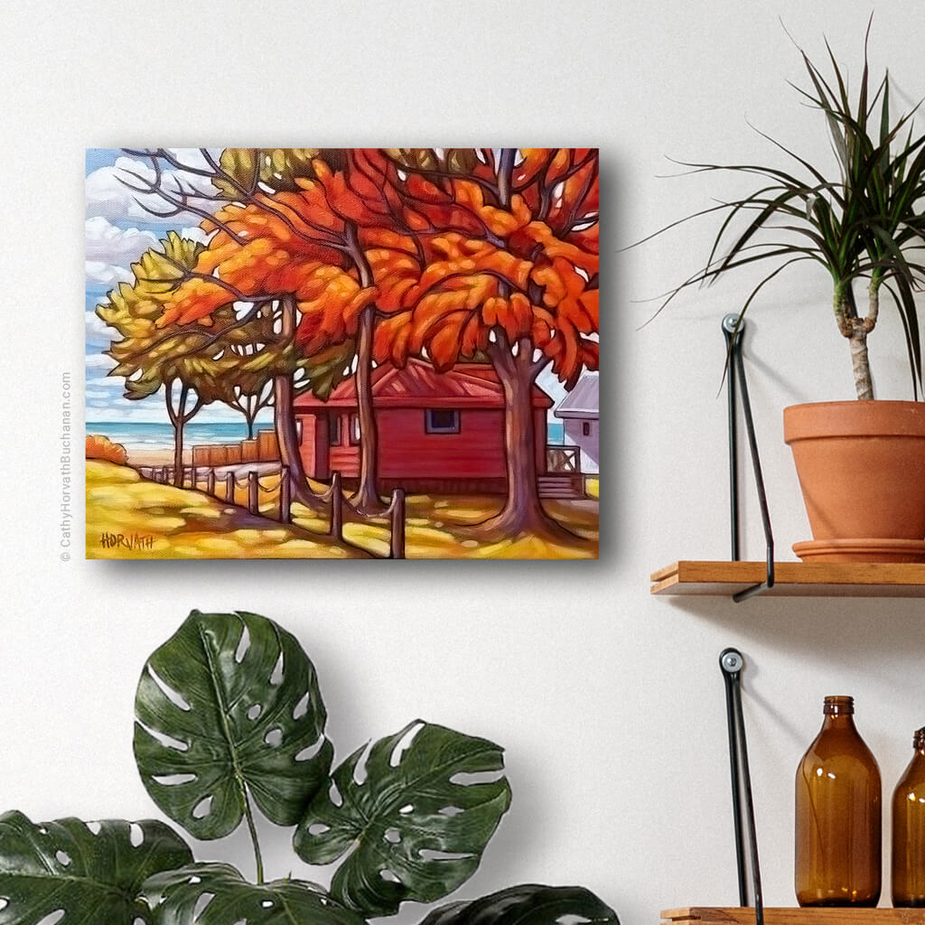 Edith Red House - Original Painting - Original Painting wall setting by artist Cathy Horvath Buchanan