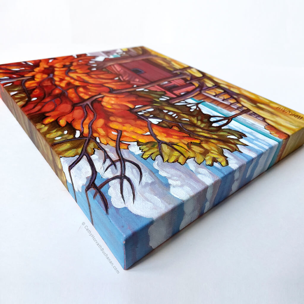 Edith Red House - Original Painting - Original Painting side view by artist Cathy Horvath Buchanan
