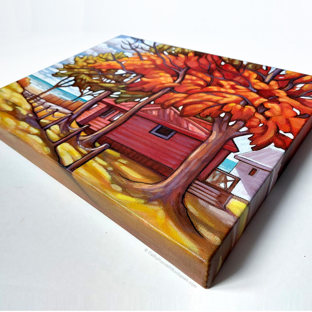 Edith Red House - Original Painting - Original Painting side view by artist Cathy Horvath Buchanan