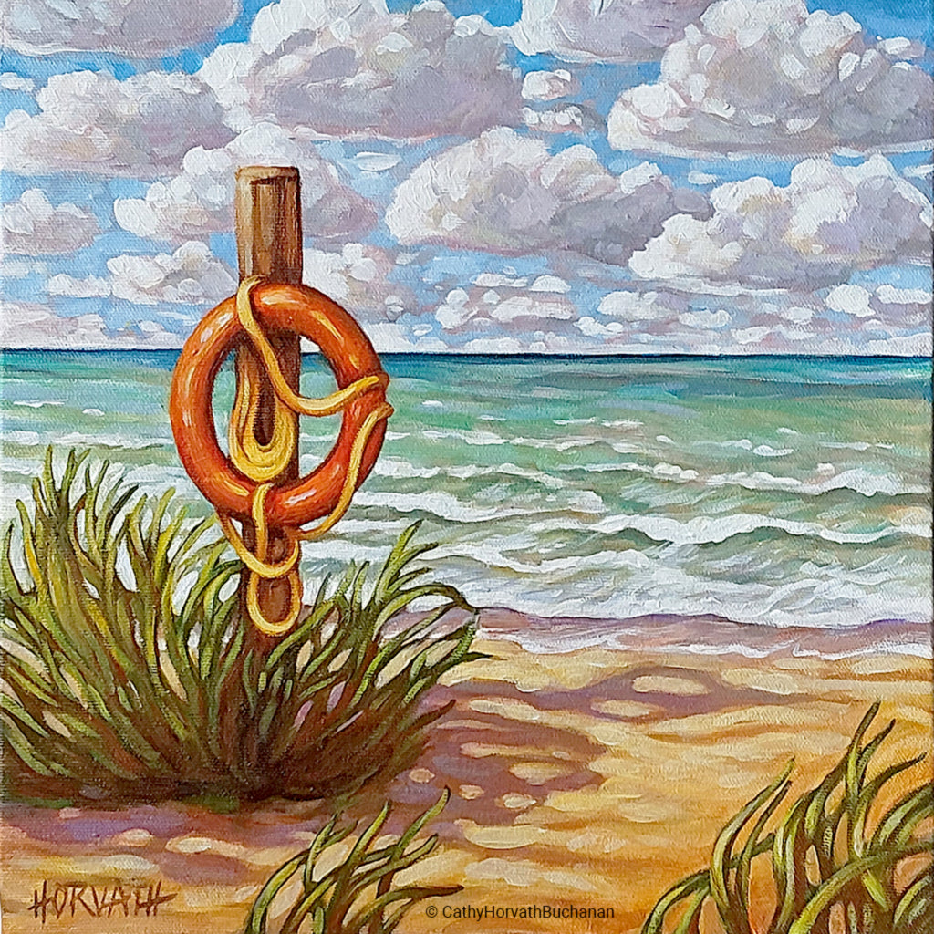 Erie Rest Life Preserver - Original Painting by artist Cathy Horvath Buchanan