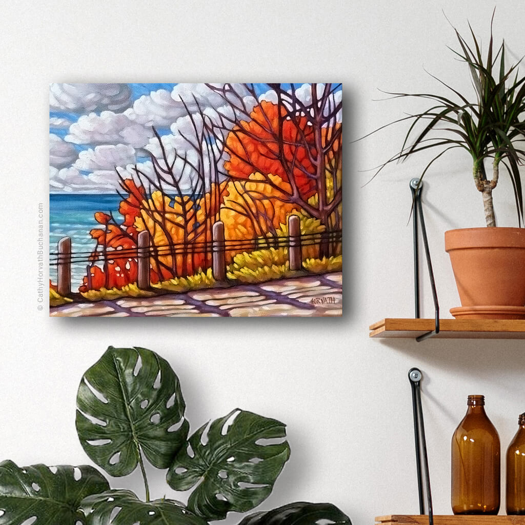 Front Street Fall, Fall in Port Original Painting 11x14