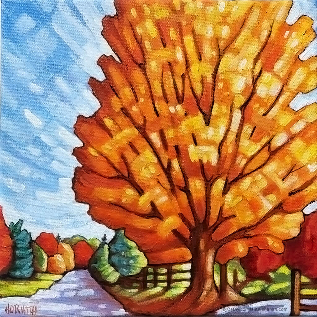 Golden Tree Light- Original Painting  by artist Cathy Horvath Buchanan