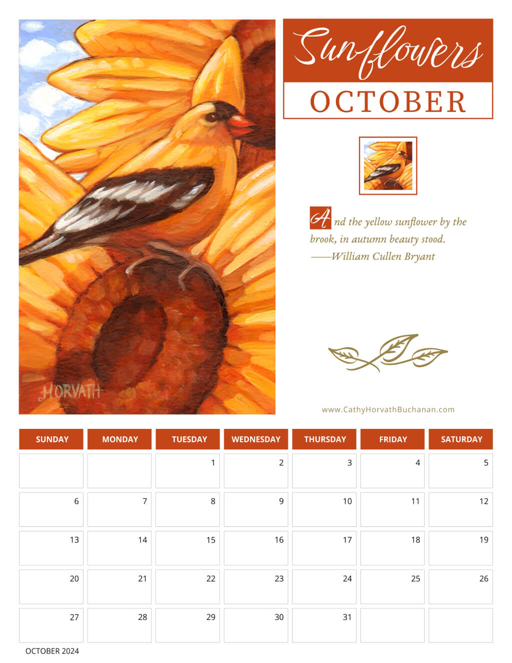 2024 Petals in Paint Calendar - Flower Wall Art by OCT artist Cathy Horvath Buchanan