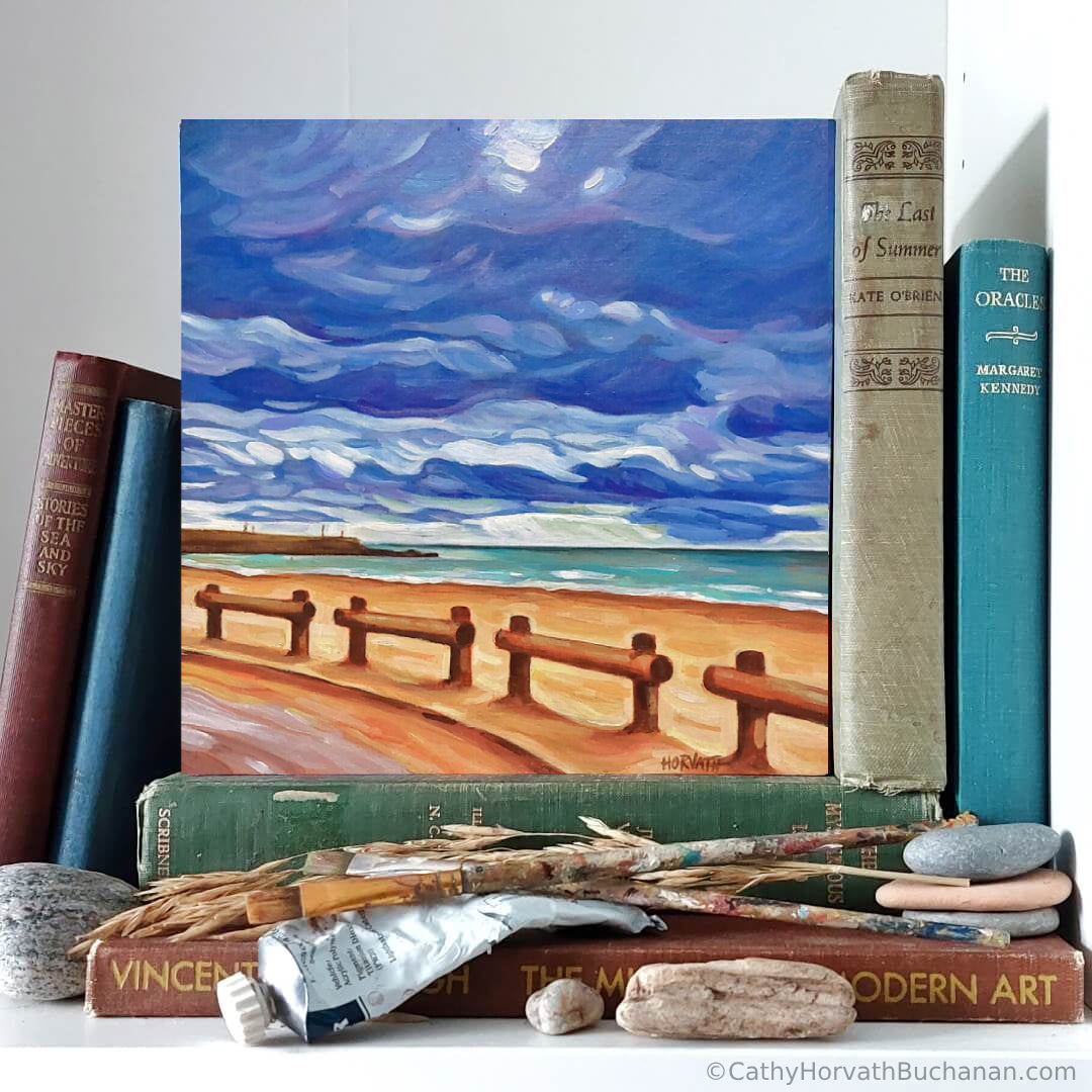 Main Beach Turn-Around, Original Painting 8x8