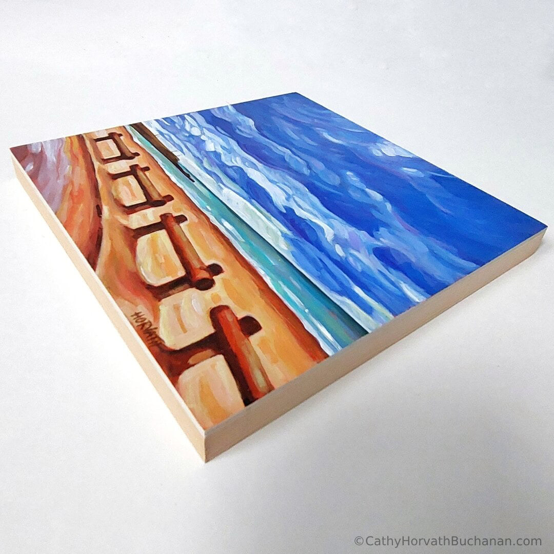 Main Beach Turn-Around, Original Painting 8x8