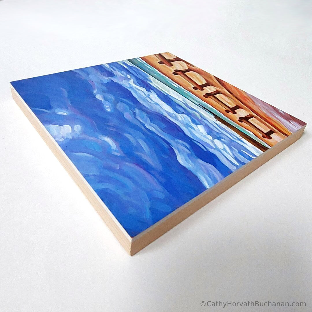 Main Beach Turn-Around, Original Painting 8x8