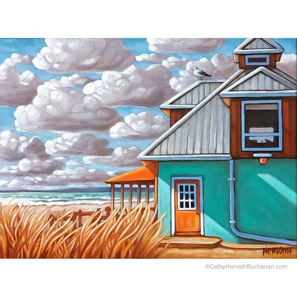 Port Stanley Main Beach Shack - Art Print by artist Cathy Horvath Buchanan