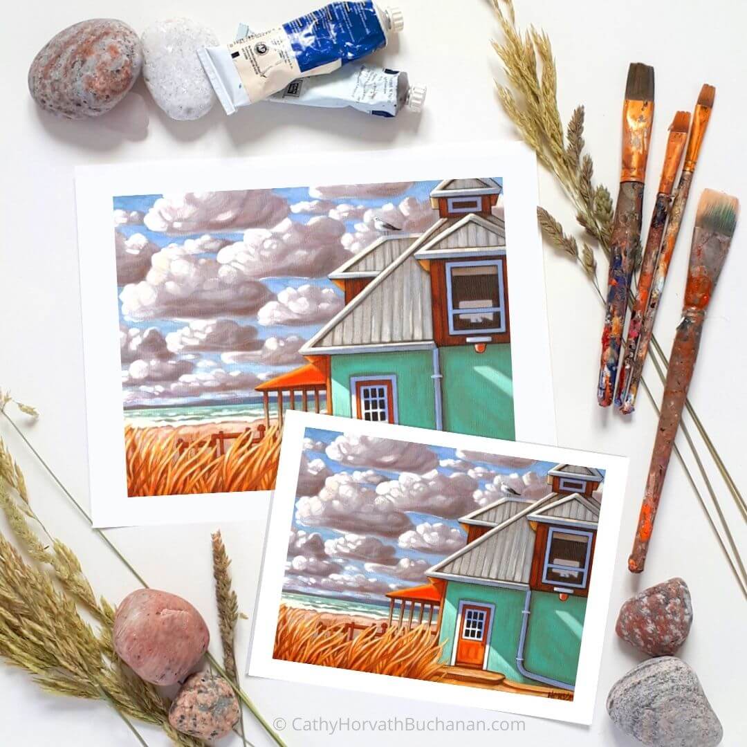 Port Stanley Main Beach Shack - Art Print flatlay by artist Cathy Horvath Buchanan