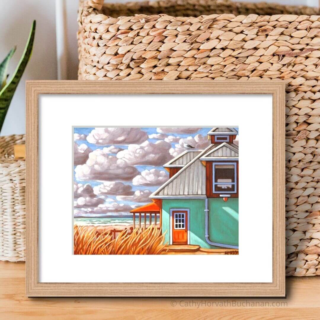 Port Stanley Main Beach Shack - Art Print setting by artist Cathy Horvath Buchanan