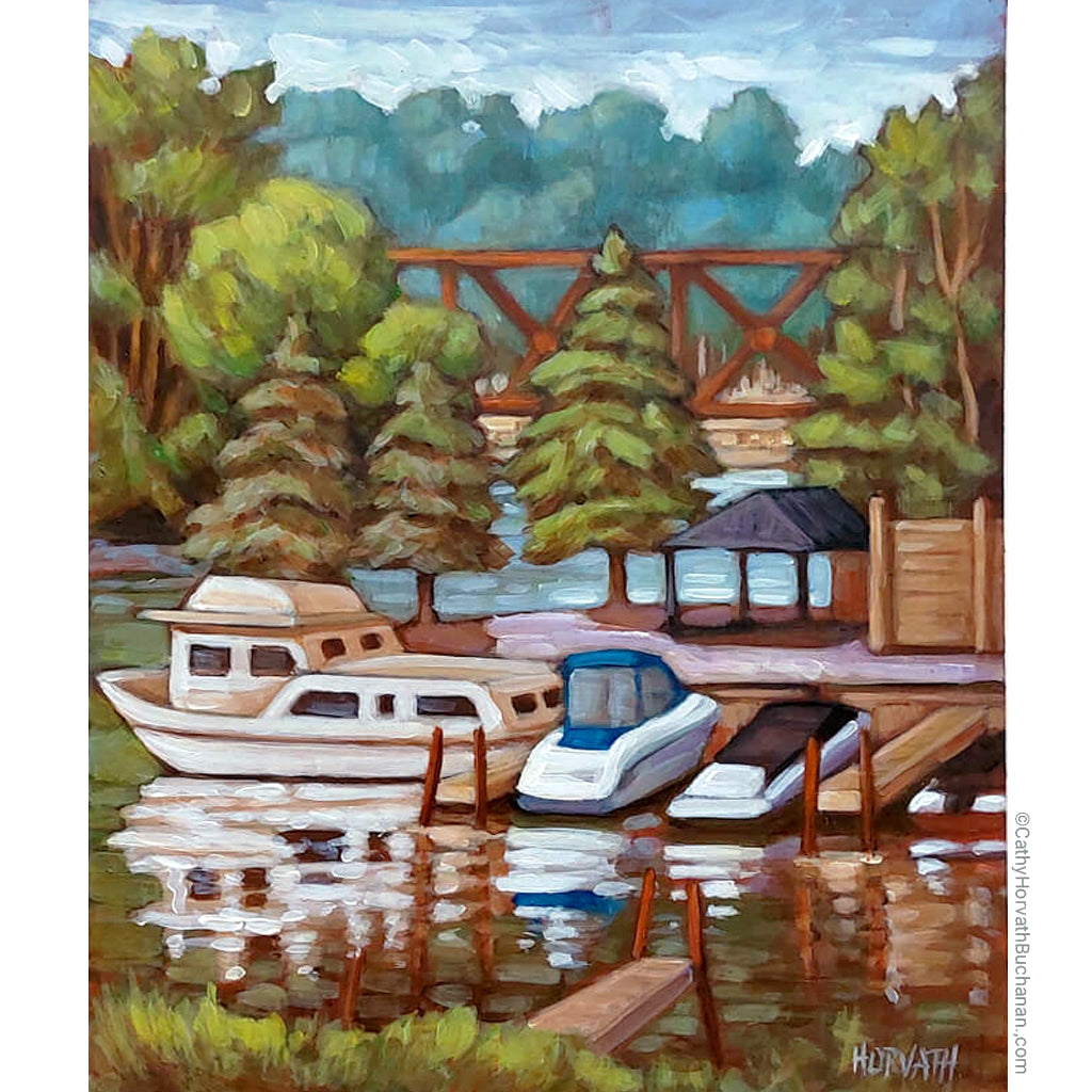 Marina View, Plein Air Original Painting 8x10  by artist cathy horvath buchanan