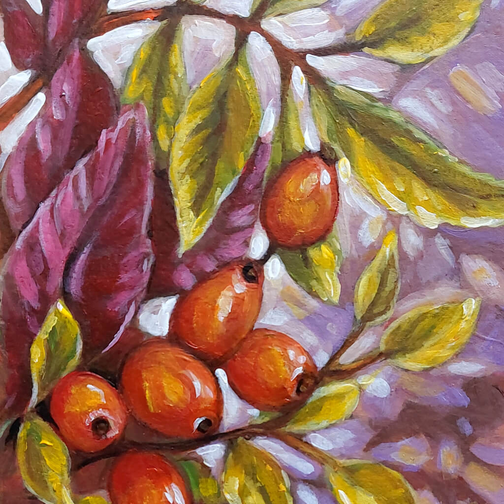 DAY 16 - Rose Berries Original Painting - Autumn Art Journal