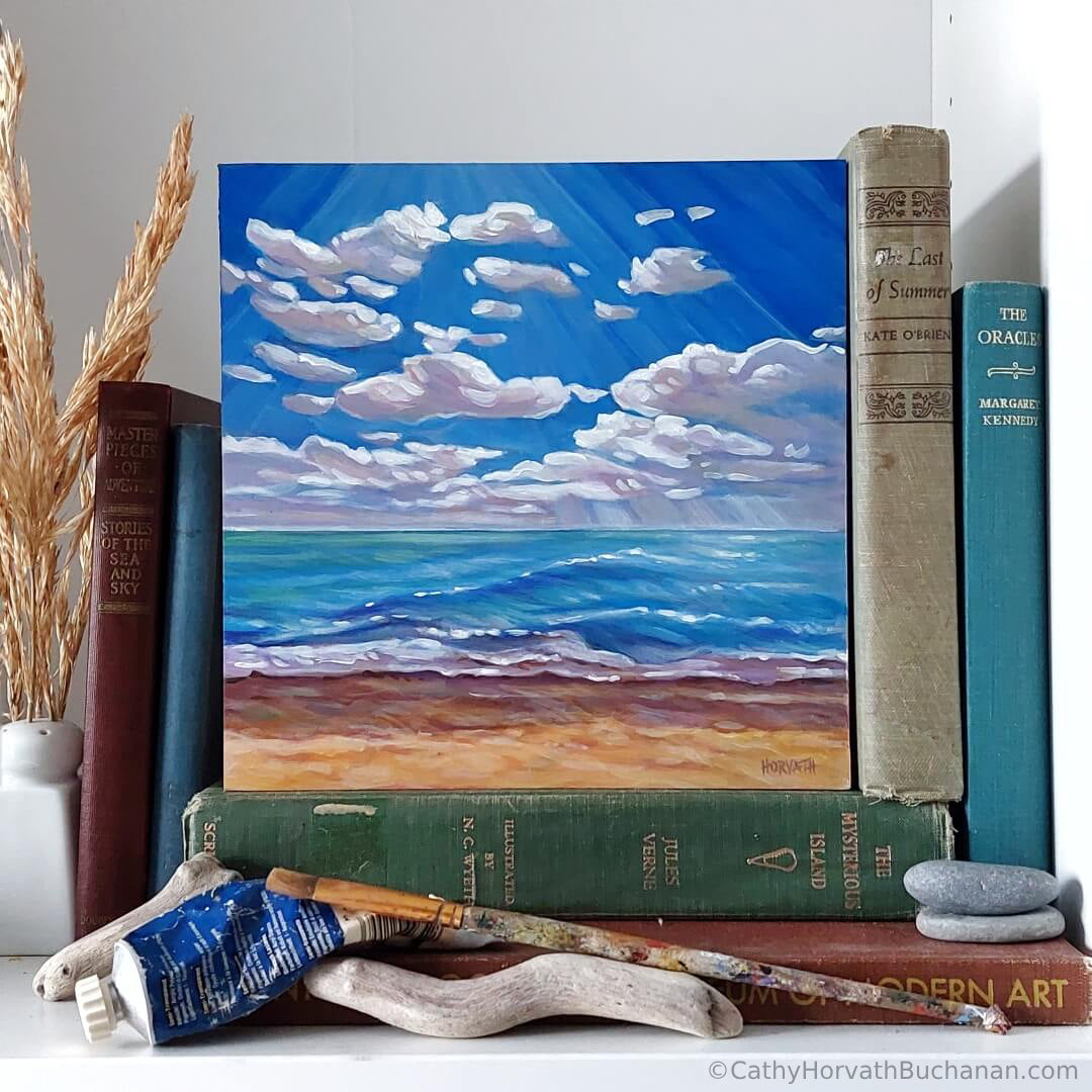 Sparkling Waters, Original Painting 8x8
