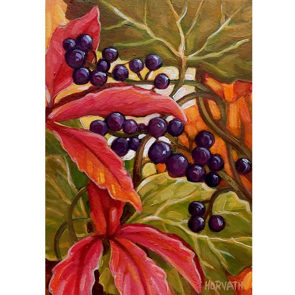 DAY 24 -Wild Grapes Original Painting - Autumn Art Journal