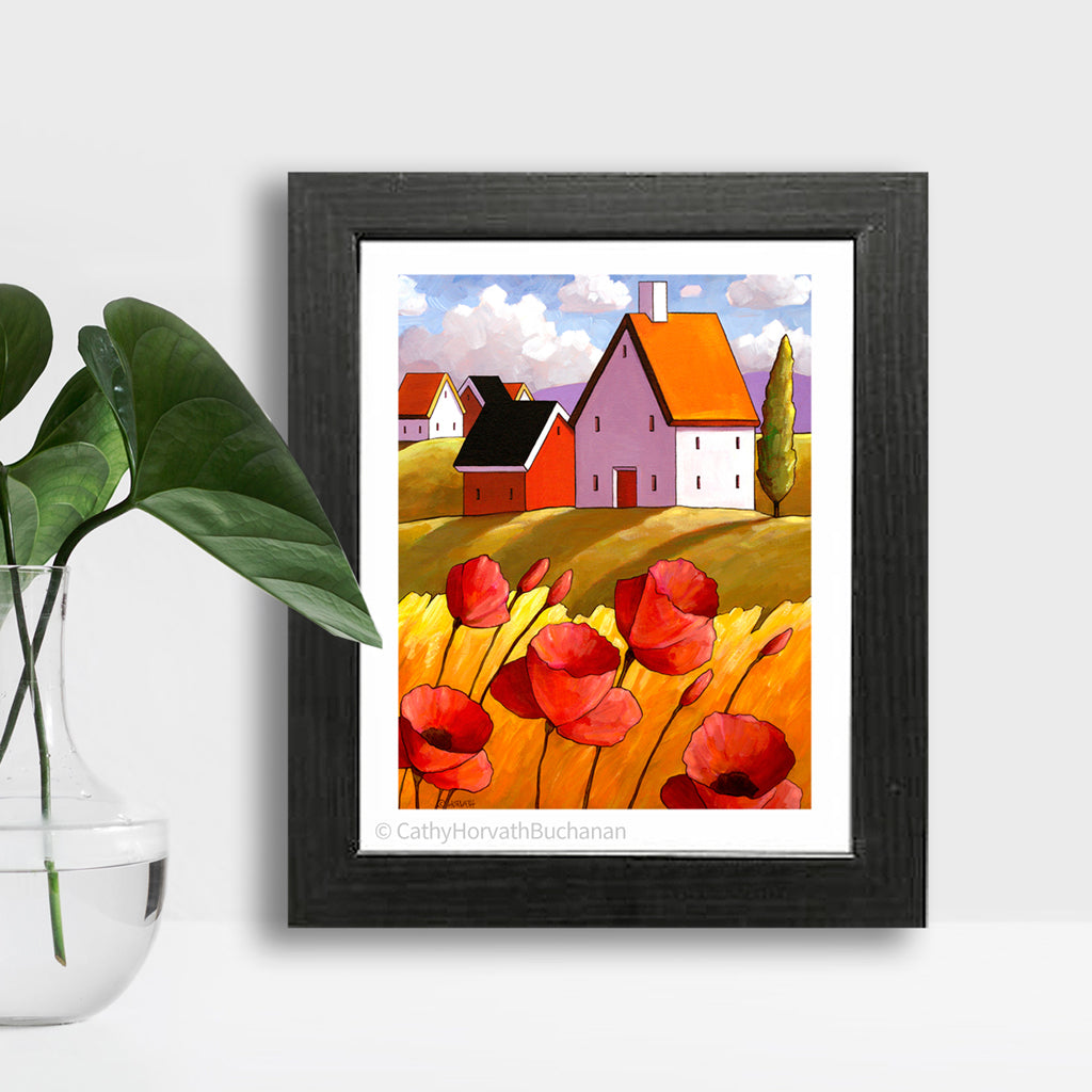 Countryside Poppies Scenery - Art Print by artist Cathy Horvath Buchanan