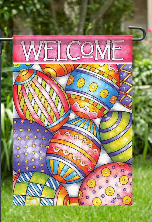 Painted Eggs Easter Garden Flag, Outdoor UV Resistant, Double-Sided