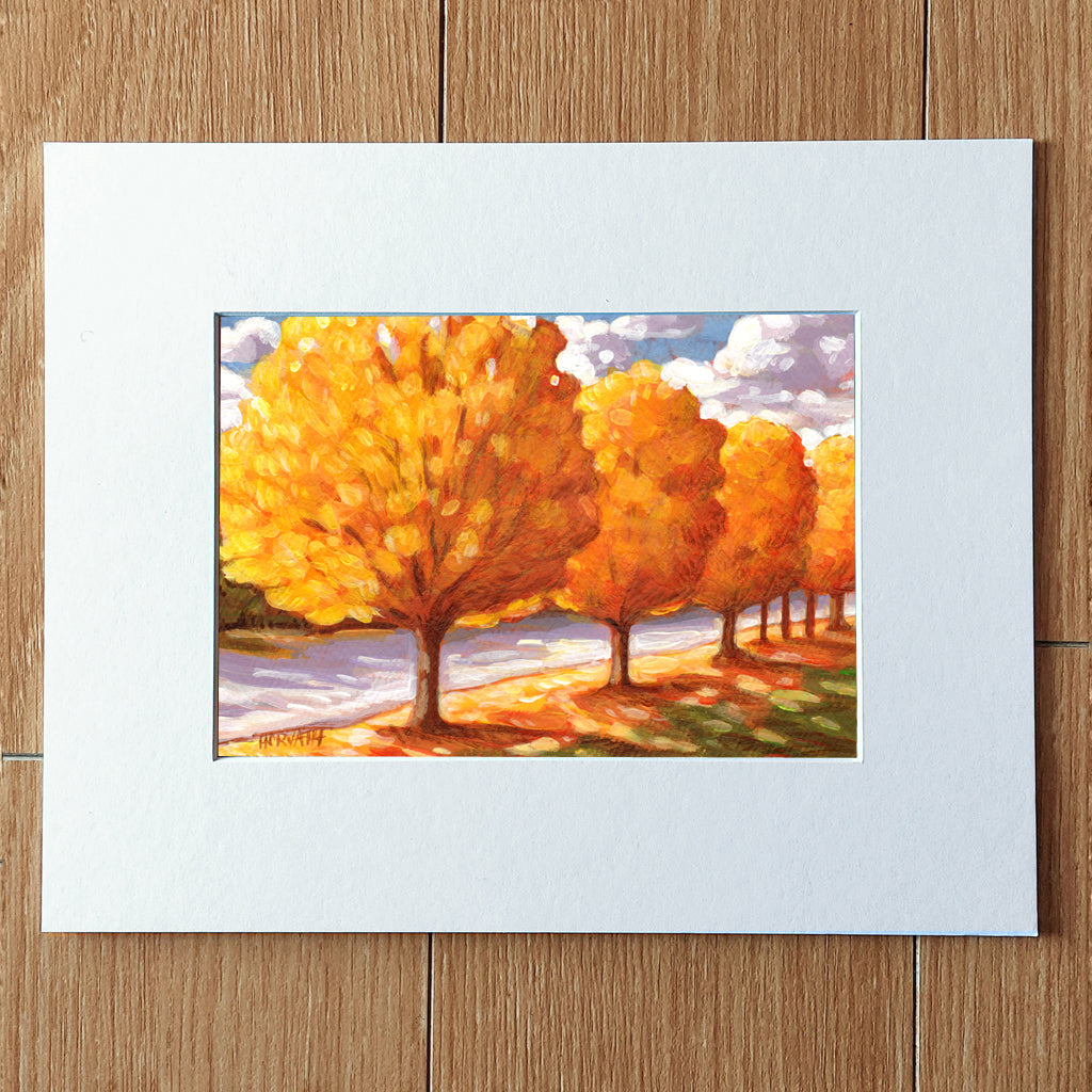 Golden Tree Line - Original Painting on Paper