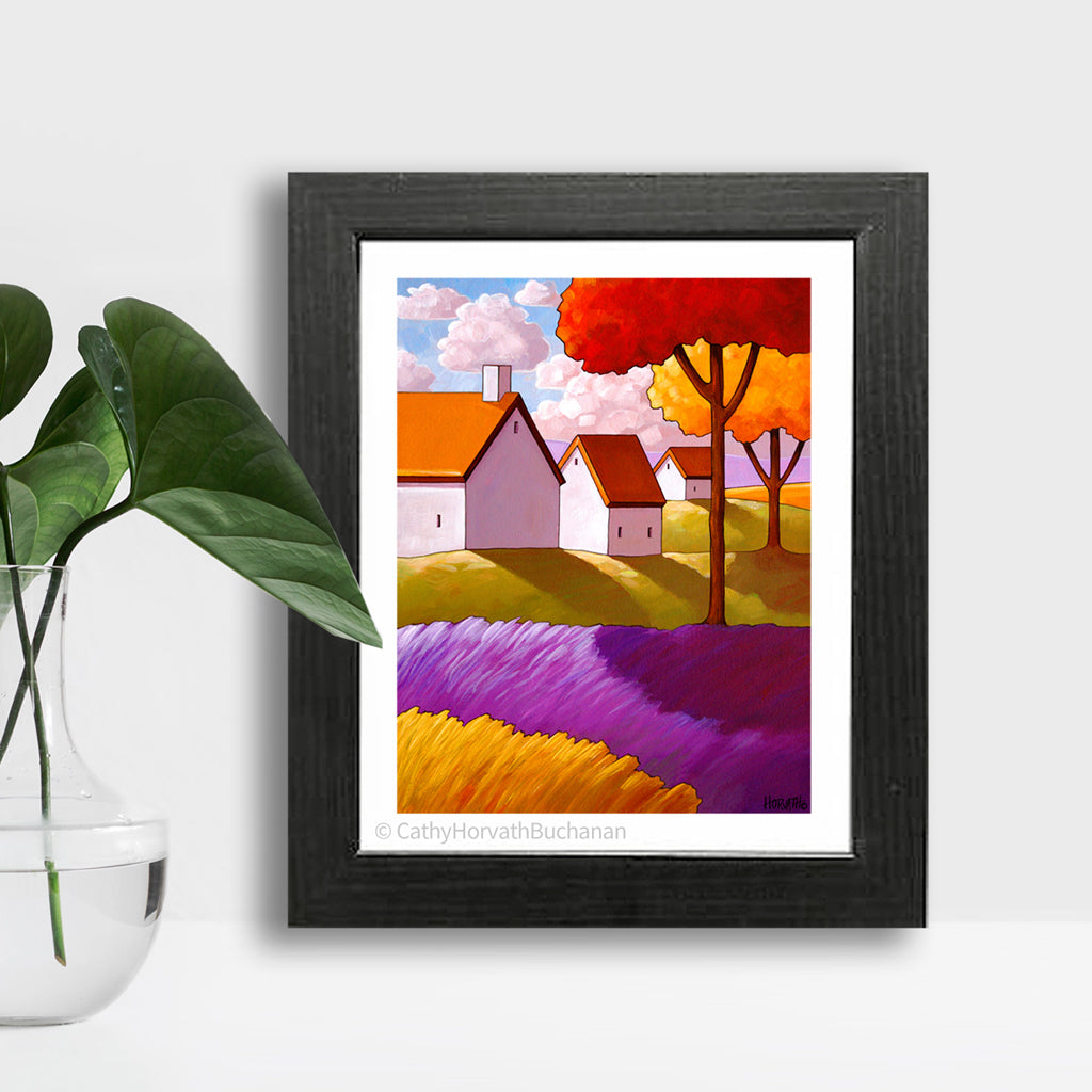 Lavender Fringe Cottages - Art Print by artist Cathy Horvath Buchanan