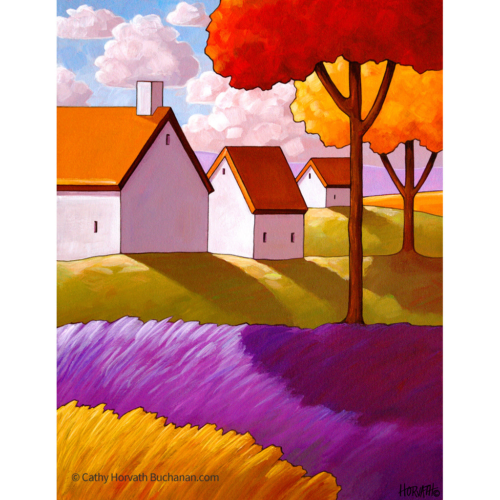 Lavender Fringe Cottages - Art Print by artist Cathy Horvath Buchanan