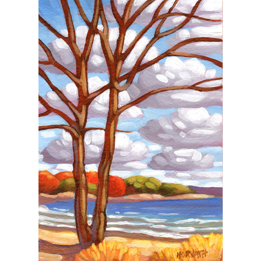 Fall Trees Landscape 16x20 Canvas Panel Acrylic Painting 