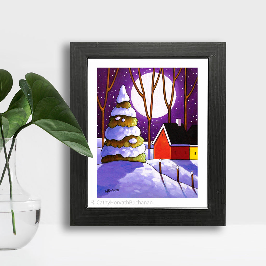 Moon Snow Purple - Art Print setting Moon Snow Purple - Art Print by artist Cathy Horvath Buchanan
