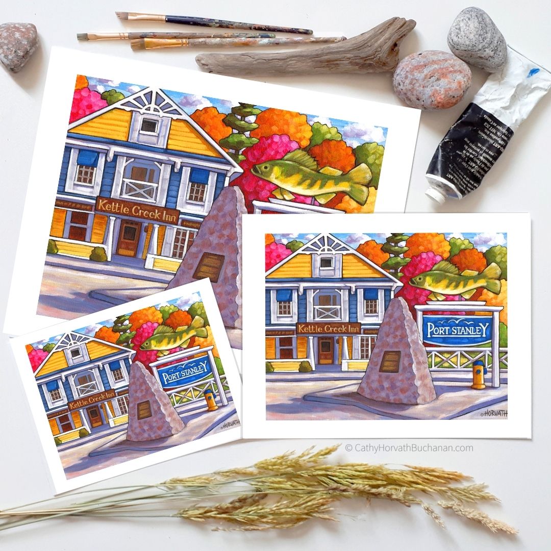 Port Stanley 'Kettle Creek Inn' Folk Art Print Giclee by artist Cathy Horvath Buchanan